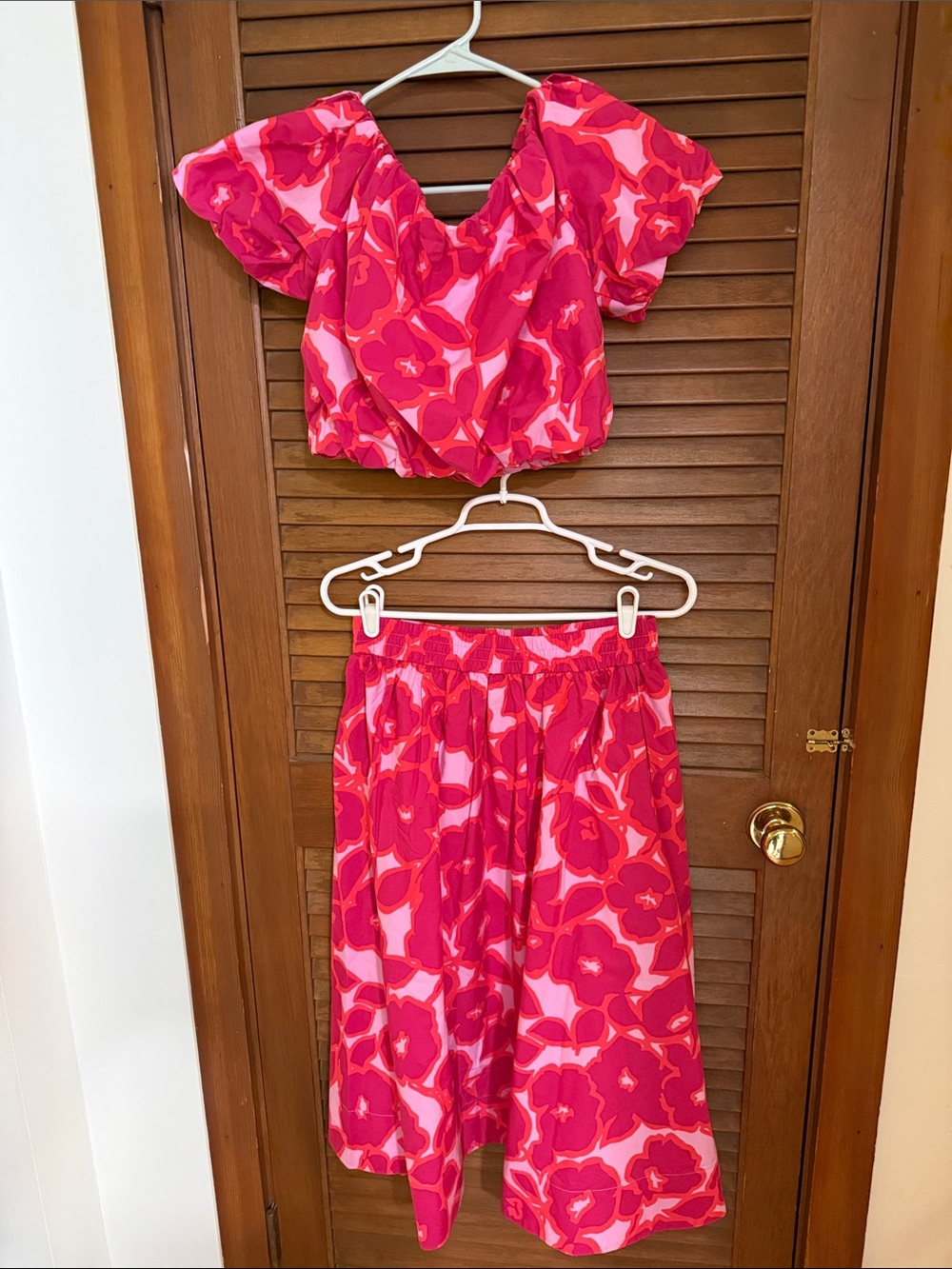 Banana Republic Pink and Hot Pink Floral Two-Piece Skirt Set